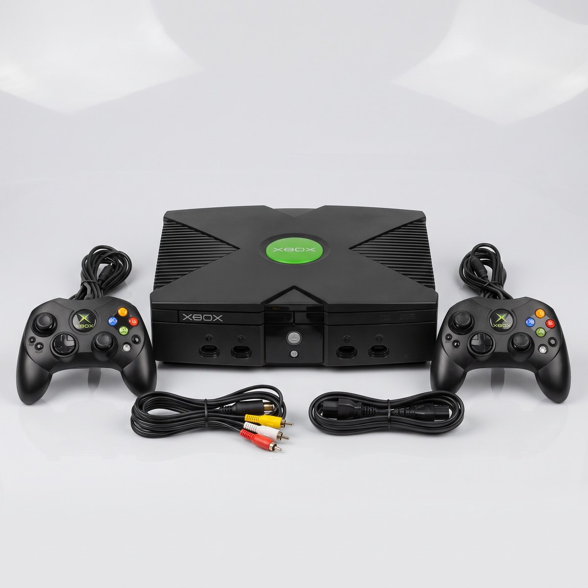 Xbox Clásica con dos mandos S y cables originales