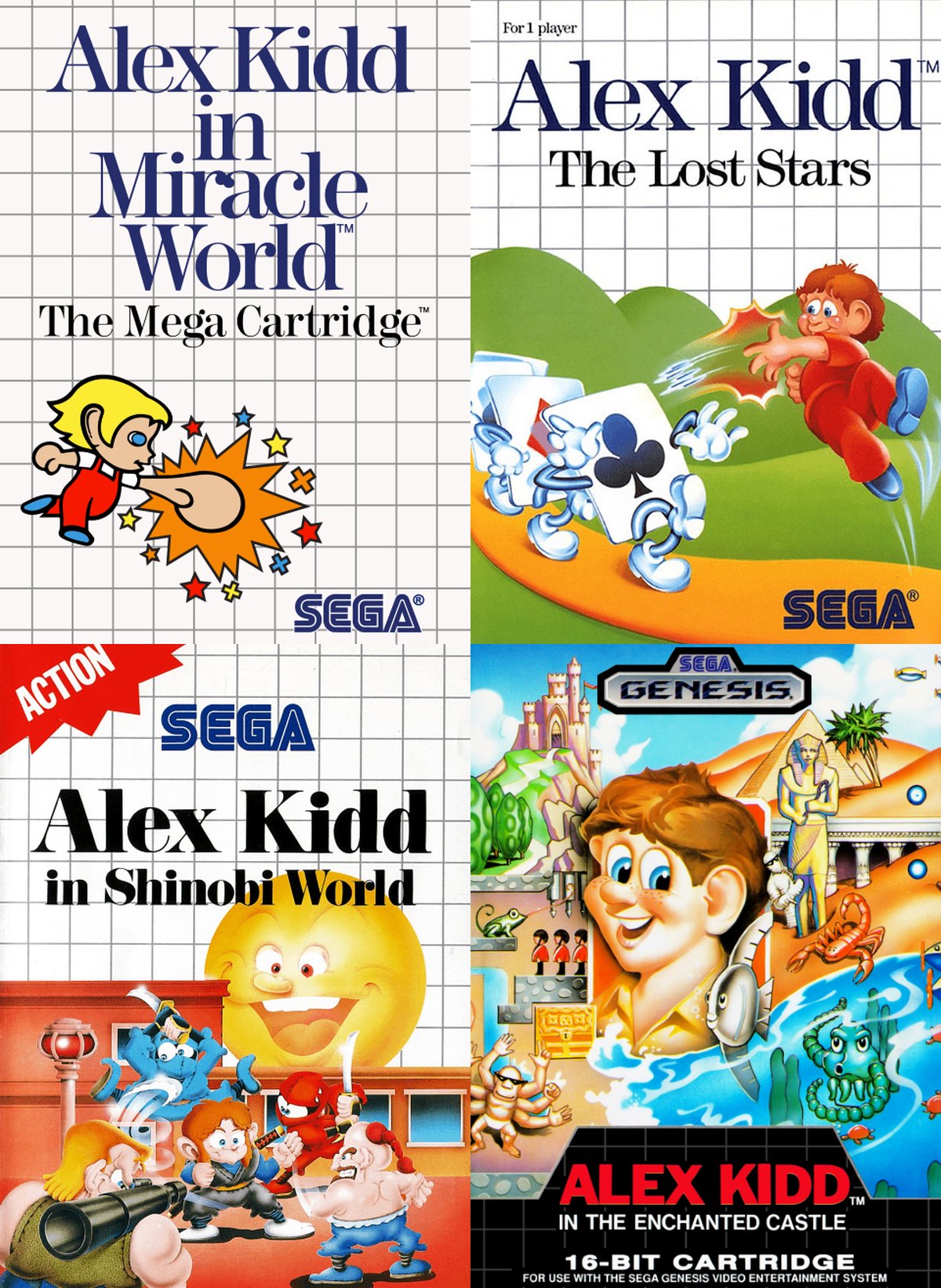 Colección de carátulas de videojuegos de Alex Kidd