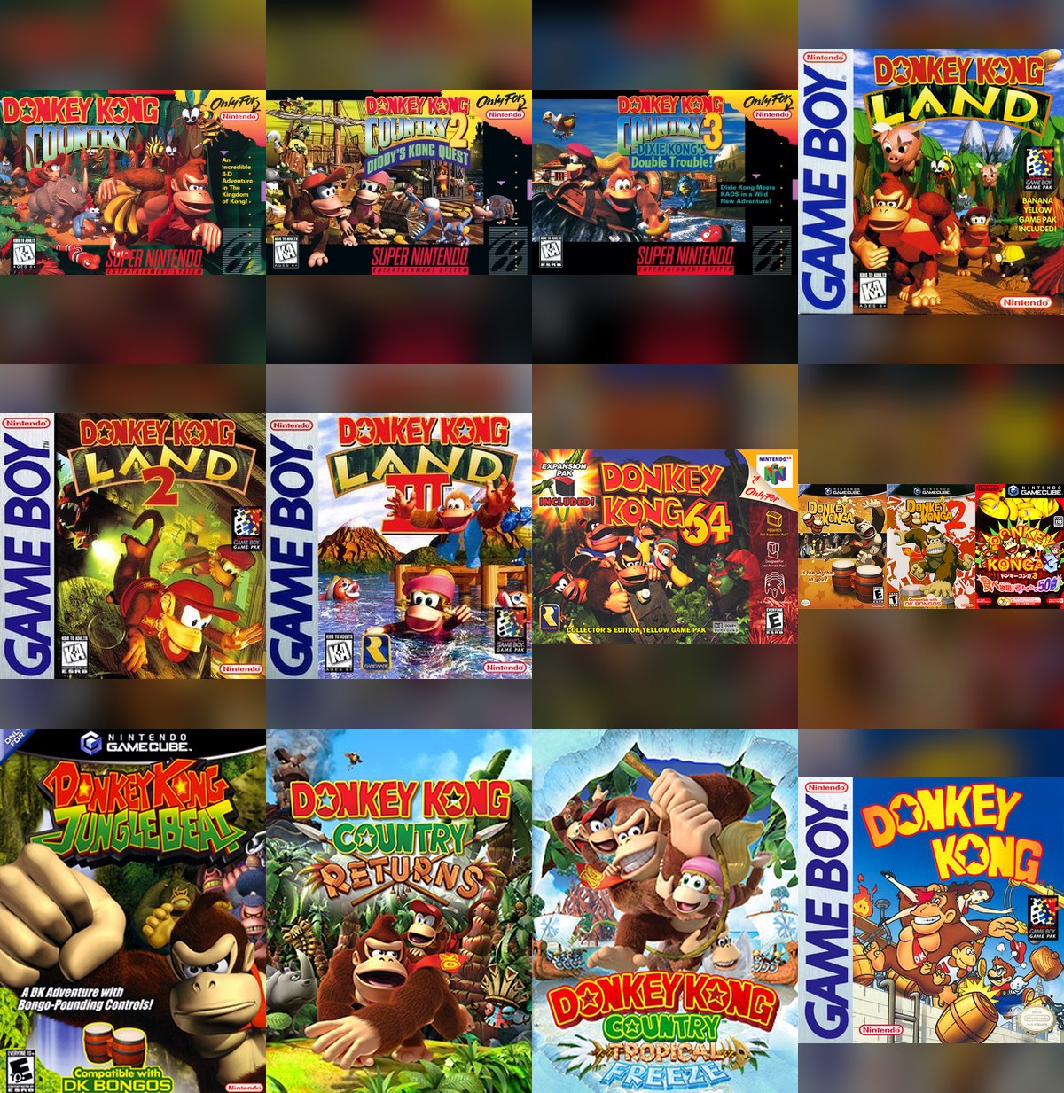Colección de carátulas de videojuegos de Donkey Kong