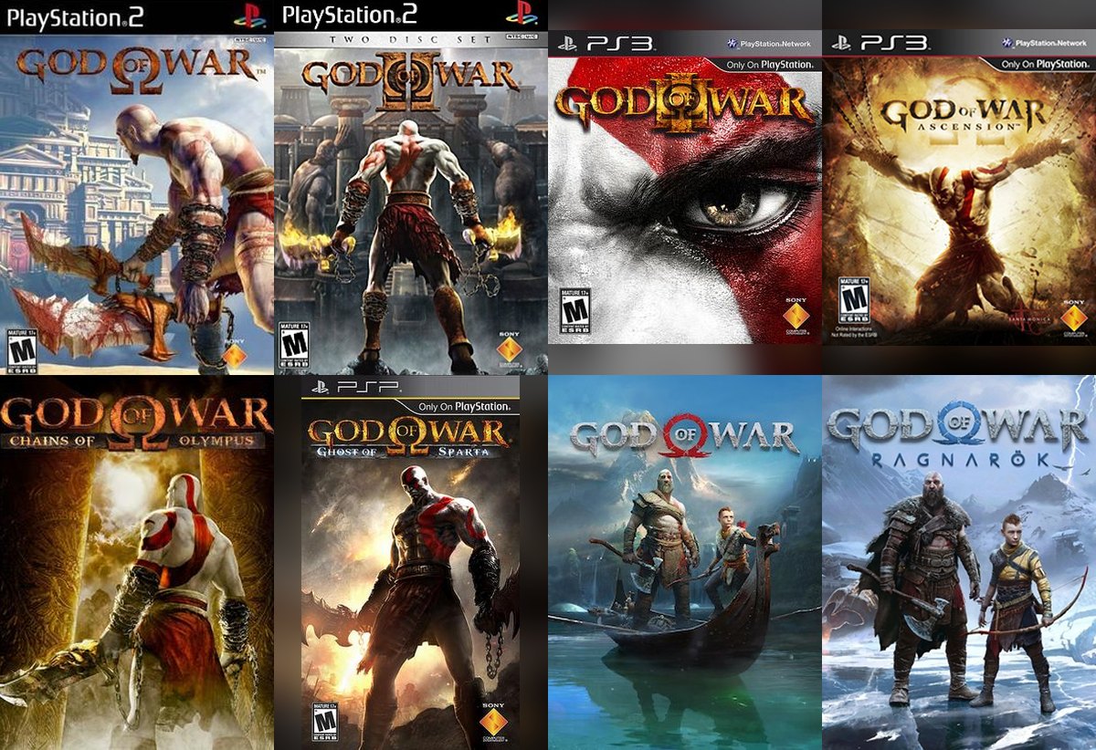 Colección de carátulas de videojuegos de God of War