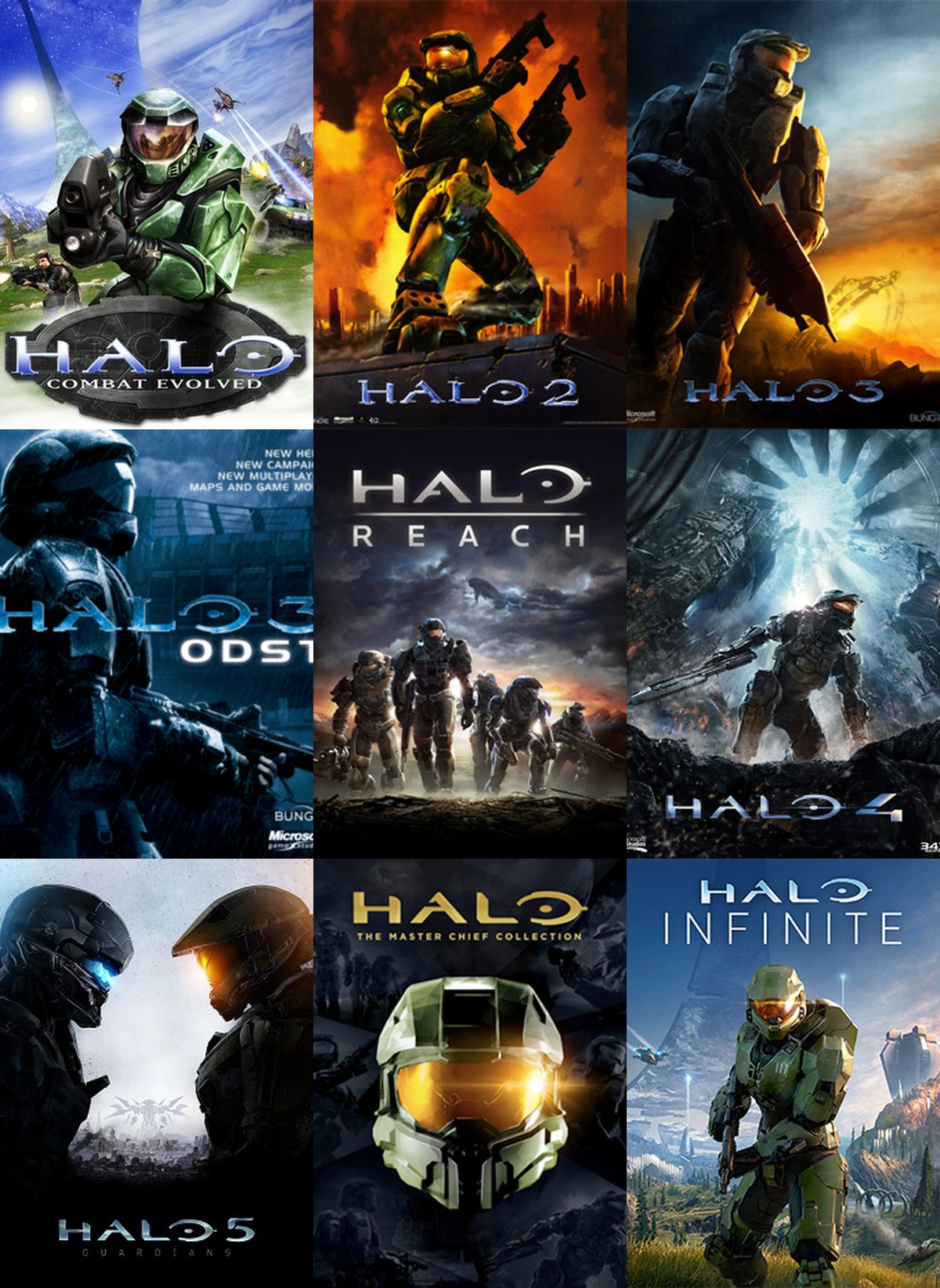 Colección de carátulas de videojuegos de Halo