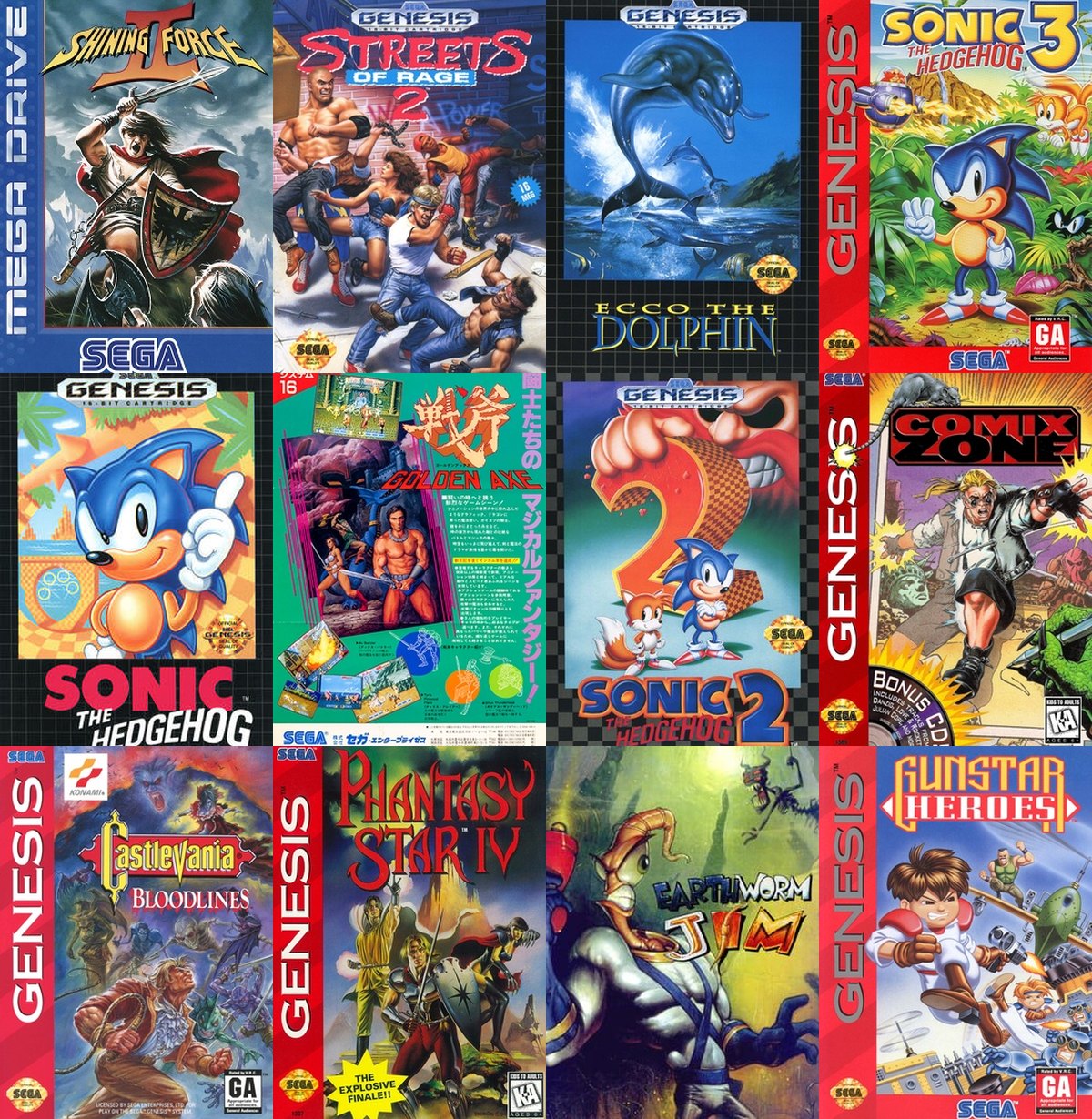 Carátulas de videojuegos de SEGA Mega Drive