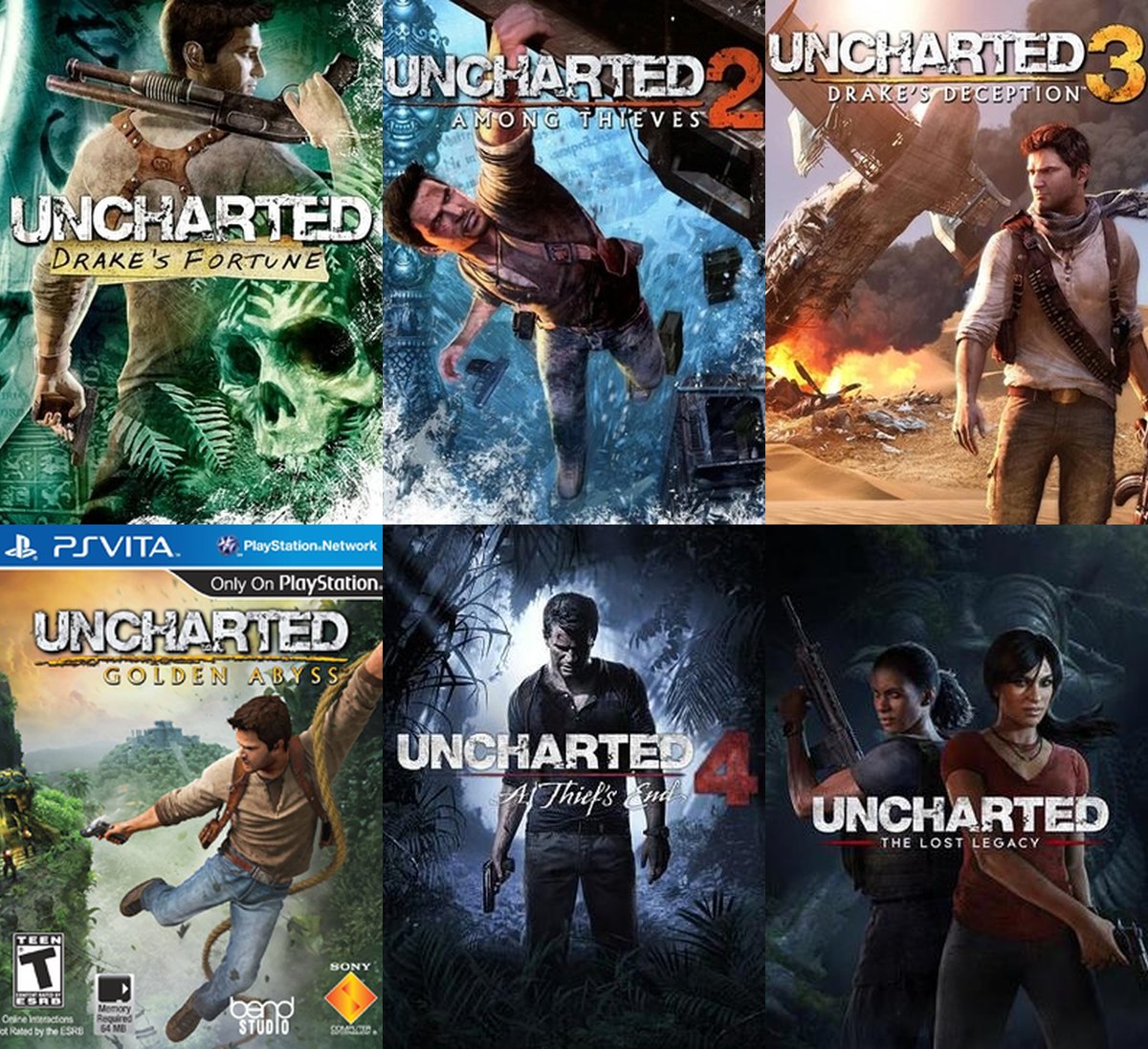 Colección de carátulas de videojuegos de Uncharted