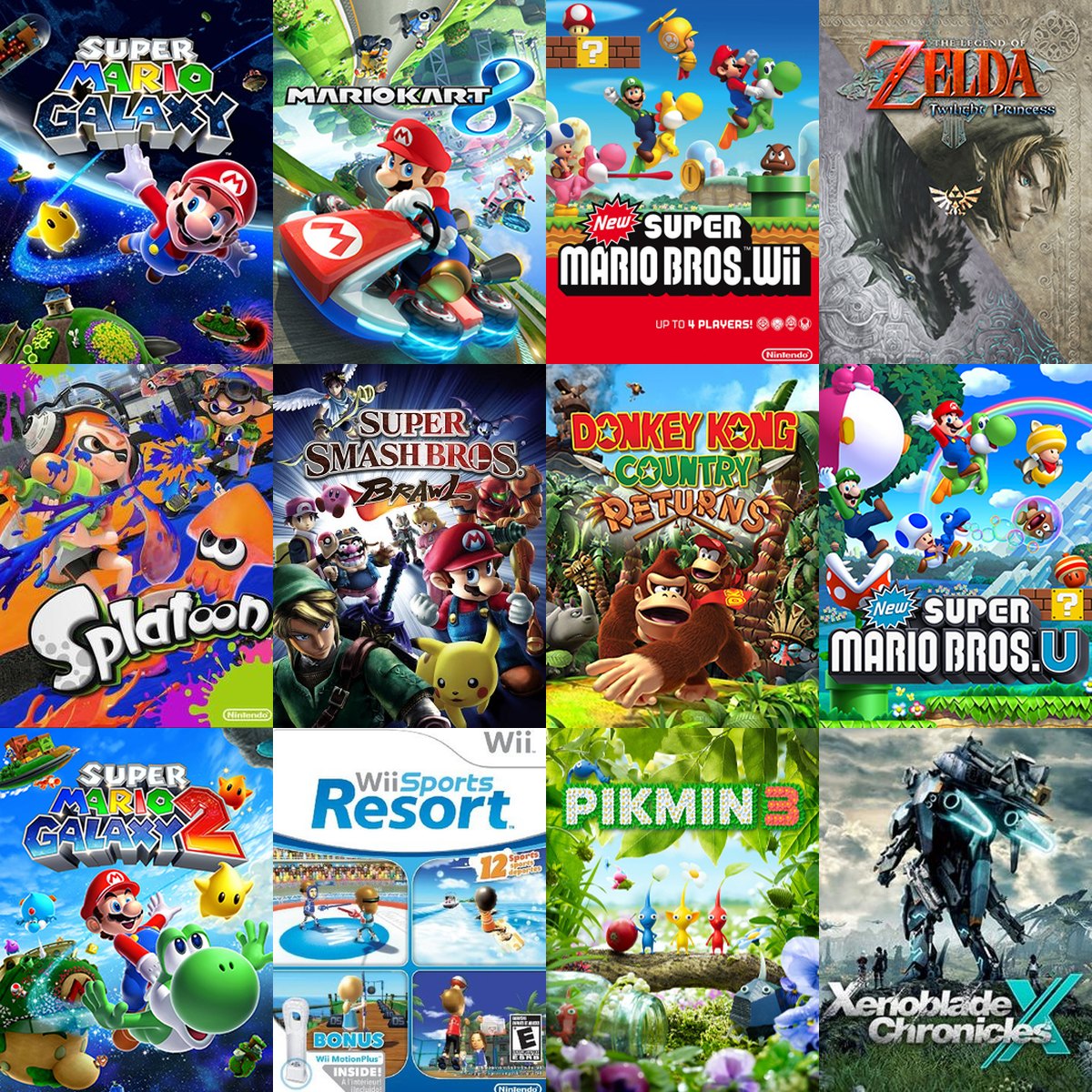 Carátulas de videojuegos de Nintendo Wii y Wii U